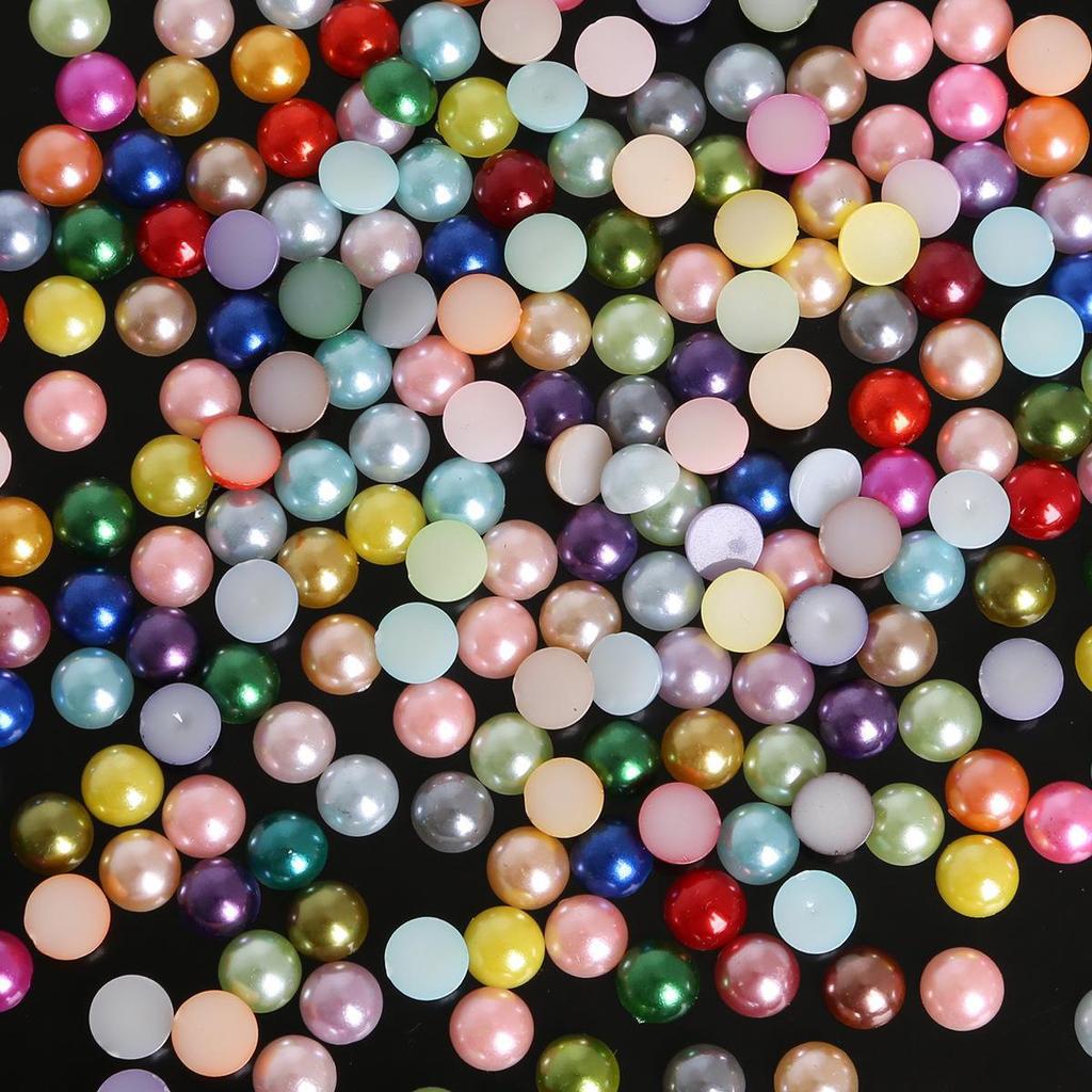 DIY Pearl Hair Bow Accessories: Half-Sided ABS Imitation Pearls & Flat-Bottom Colored Beads