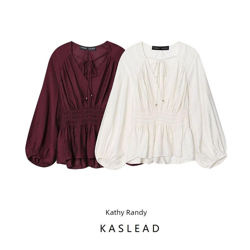 Kaslead New Women Clothes Western Style Versitile Fashion Loose Women Clothes Pleat Shirts 1300636