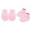 Set of 4 Cotton Infant Anti Scratch Mittens with Elastic Cuffs Feature Soft Breathable Socks & Gloves for Newborns