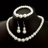 Women 3Pcs Artificial Pearl Jewelry Set Classic Elegant Necklace Bracelet Earrings All-match Daily Party Jewelry Gift