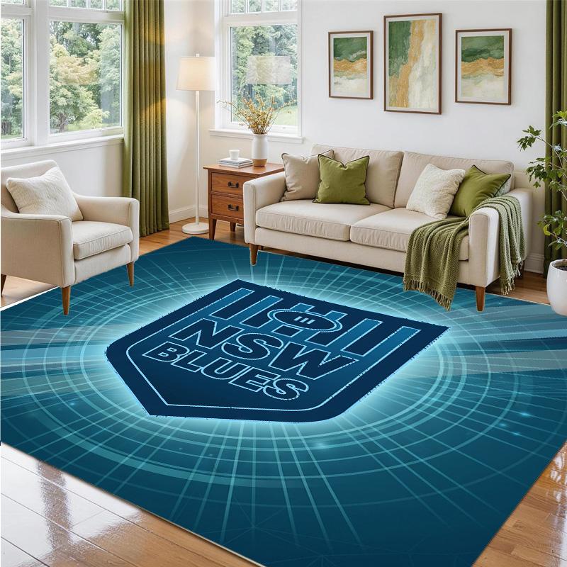 NSW Blues Design Crystal Velvet Rug Soft Decorative Mat for Bedroom Entrance