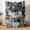 1pc 2PacHip Hop Blanket Soft Lightweight All Season Multi Purpose Throw for Sofa, Bed, Office & Picnics, French Style with Iconic Album Art & Quotes