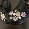 16PCS Fashion Shoe Charms Set Accessories Hole Shoe Buckle Pearl Diamond Flower DIY 3D Shoes Decorations Kids Party Girls Gift