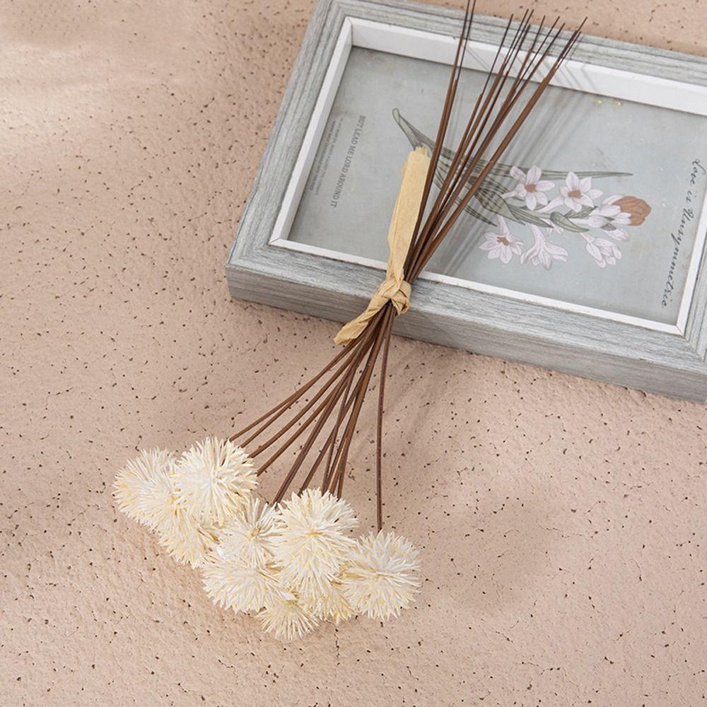 

12 шт. букет из искусственных маленьких колючих шаров ручной работы, искусственные растения для украшения дома и свадьбы белый