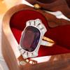 Geometric Amethyst Crystal Women'S Ring With Two Tone Design Exaggerate  Finger Accessories Party New Soundlight Jewelry
