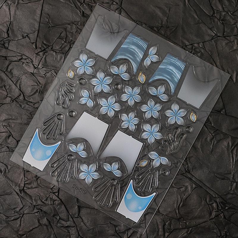 Wearable Nail Art Stickers Free Hand-Painted 3D Sculpted Nail Art Stickers Flower Jelly Nail Art Stickers