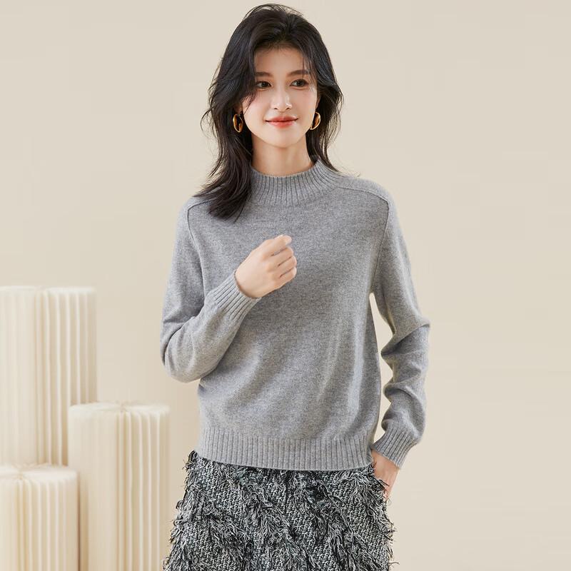 

Jinjuan Women s Pure Cashmere Semi-Turtleneck Knit Sweater XL