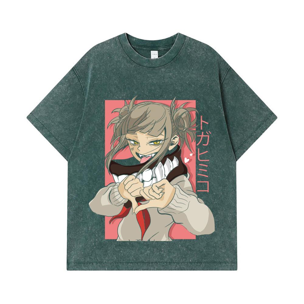 275 GSM Washed T-shirts 100% Cotton My Hero Academia V19 Toga Print Unisex Heavy Cotton T Shirt