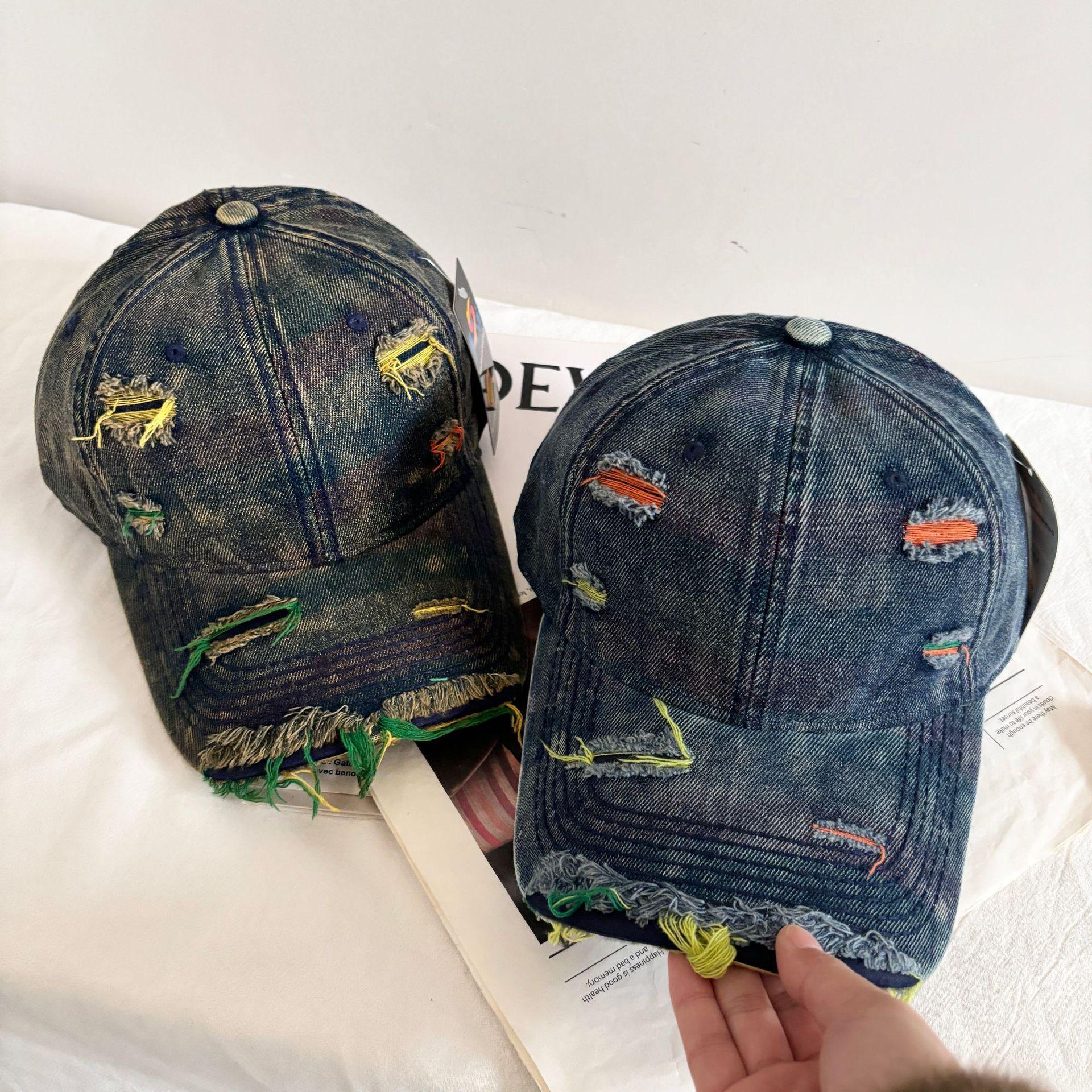 

Новая бейсбольная кепка Rainbow Ripped Cowboy для мужчин и женщин, весна-осень, модная универсальная студенческая легкая кепка M（56-58cm）