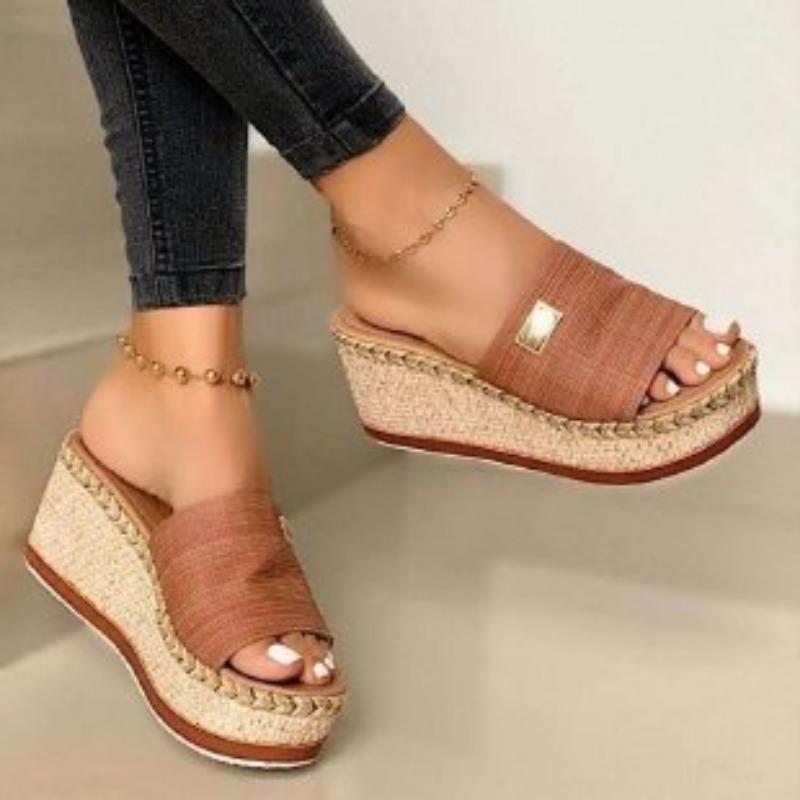 Wish New Simple Wedge Heel Sandals Women's Thick Bottom Platform Sandals
