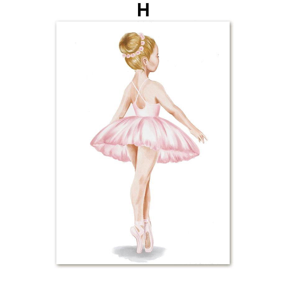 Unicorn Ballet Girl Princess Rainbow Flower Wall Art Canvas Painting Nordic Posters And Prints Wall Pictures For Kids Room Decor