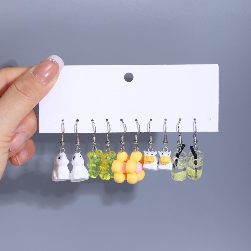 Creative Small Fresh Cloud Candy Ice Cream Earrings, Macaron Drift Bottle Design Temperament Ear Hook Set