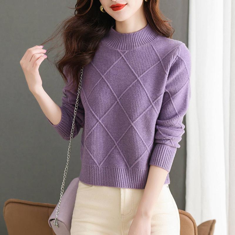Sweater Women's Autumn/Winter Half High Collar Knitted Bottom Shirt Stylish Interior