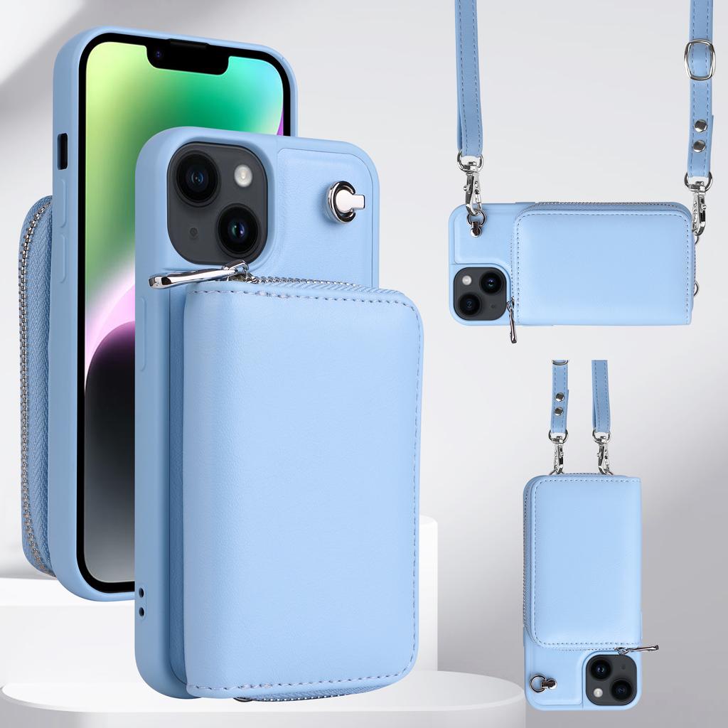 Crossbody Zipper Cards Solt Wallet Leather Case Bag For iPhone 15 Pro MAX 14 Plus 13 12 11 Lanyard Detachable Purse Pouch Cover