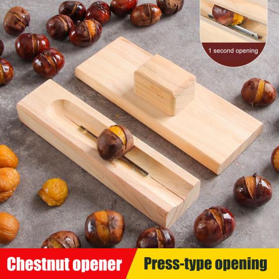 Yousheng Chestnut Mouthpiece Macadamia Pecans Hazelnuts Opener Easy to Use Portable Lightweight Wooden Nut Cracker Tool