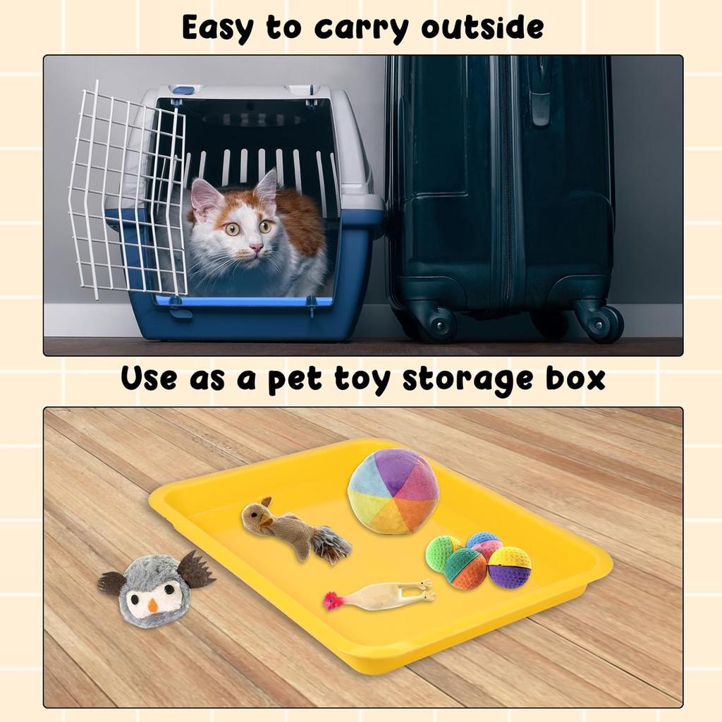 3 Pcs Low Entry Litter Box for Kittens & Bunnies, Waterproof Portable Travel Toilet, Easy to Clean, Red Blue Yellow