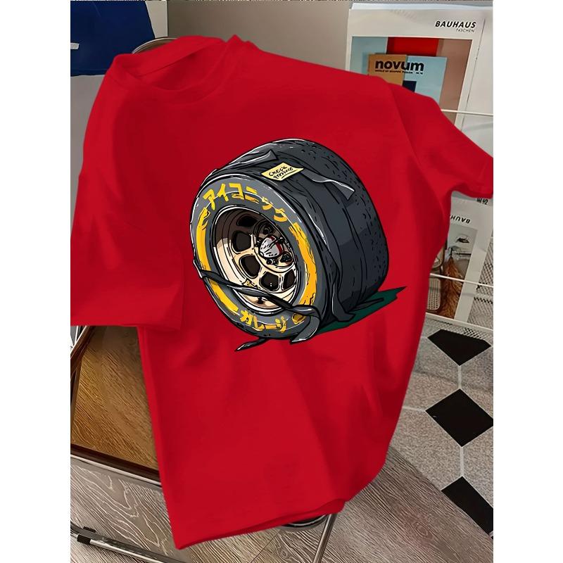Kids Crewneck Short Sleeve T-Shirt, Car Tire Print