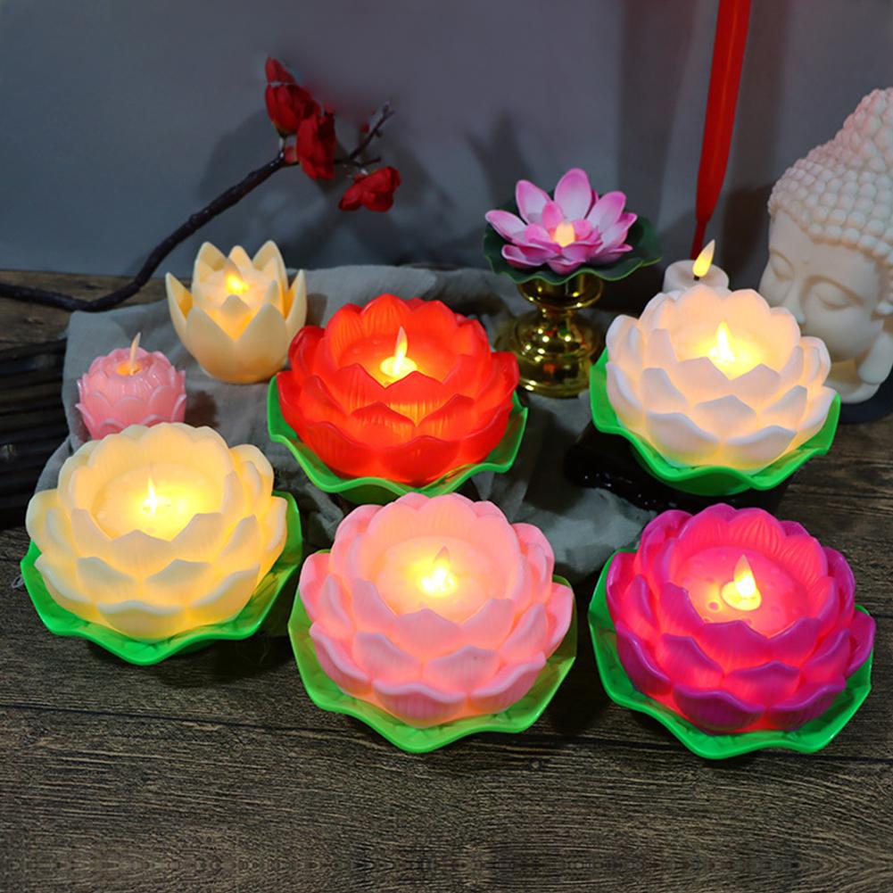 Flameless LED Buddha Lotus Flower Light Battery Operated Buddha Table Lamps Lotus Creative LED Electronic Candle Home Decoration