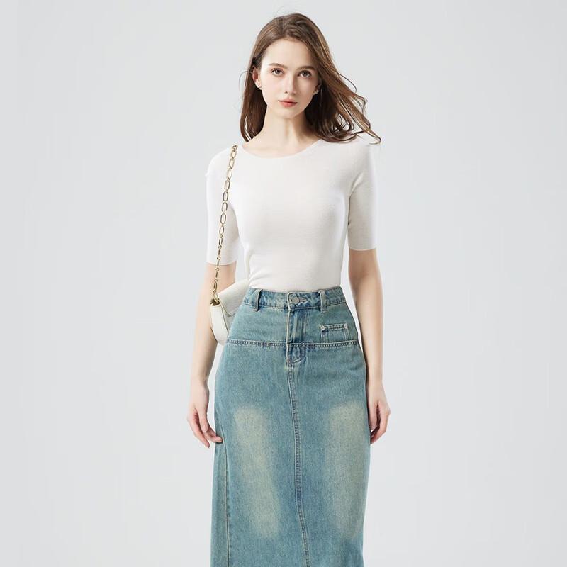 Women's 100% Fine Wool Round Neck Knit Sweater