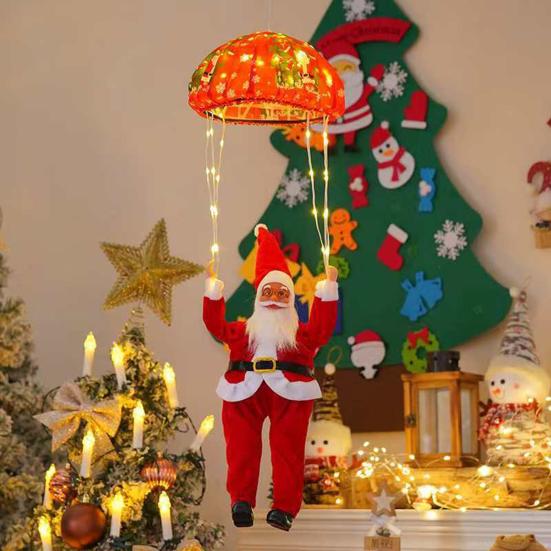 Święty Mikołaj Spadochron Lampki Świąteczne 8 Trybów Lampki Sznurowe z Pozami DIY Dekoracja Wewnętrzna Zewnętrzna do Domu Drzewka Podwórka Świąteczny Prezent