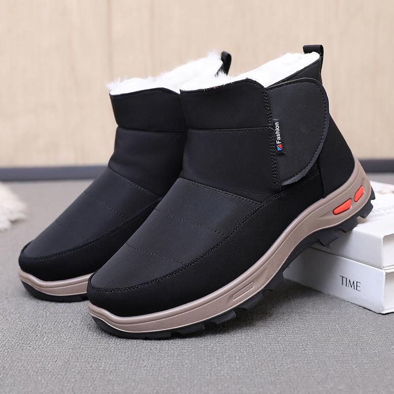 Winter Men's Wool Cotton Shoes with Fleece and Thickened Fur Integrated Dad Shoes Non-slip Snow Boots