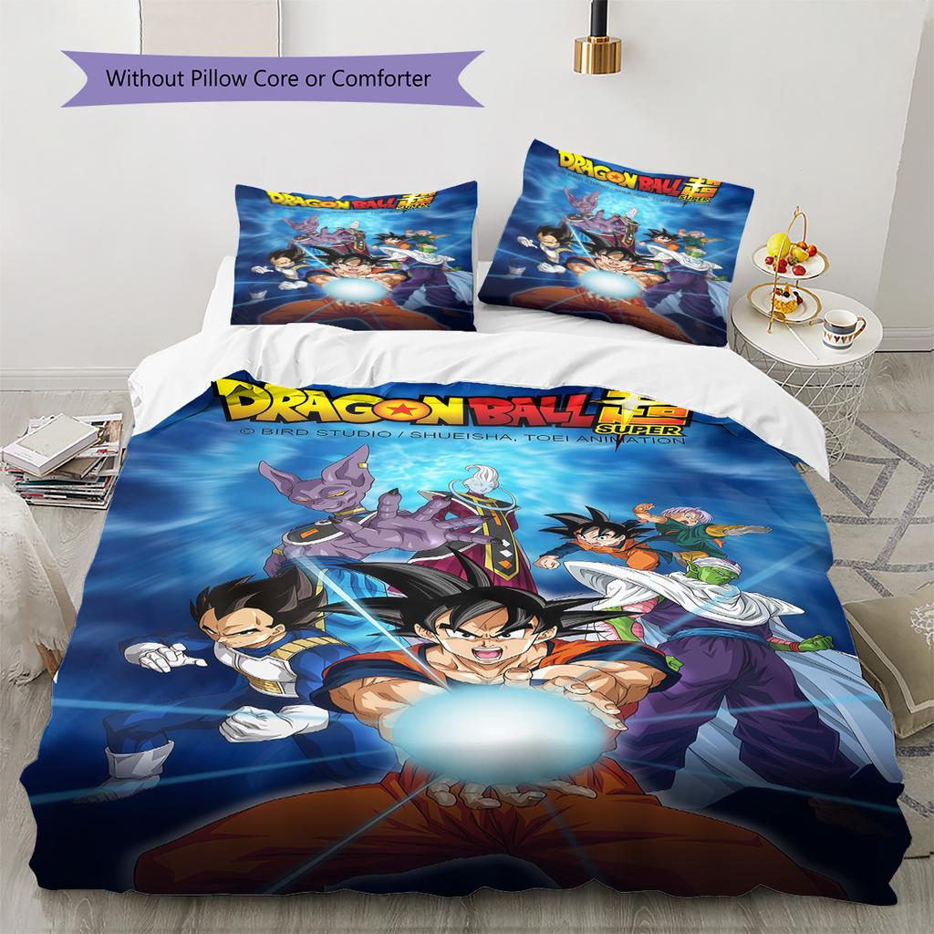 Dragon Ball All-Season Bedding Set HD Print Duvet Cover with Pillowcases Soft Durable for Bedroom