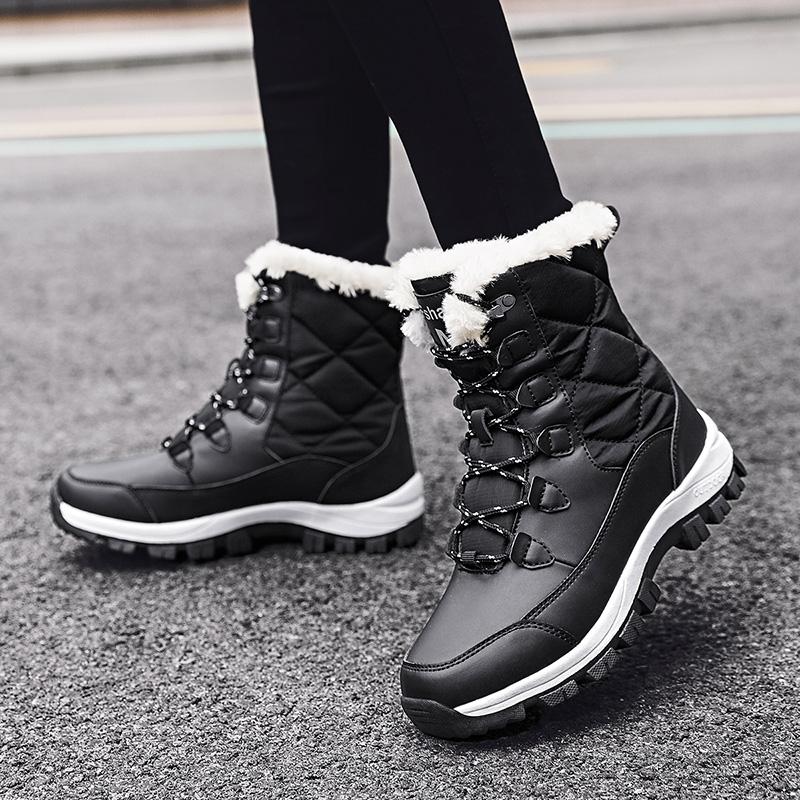 Outdoor velvet warm snow boots winter ski shoes high top large size cotton boots thick cotton shoes