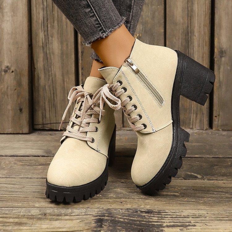 Large Size High Heel Side Zipper Fashion Women's Boots Autumn and Winter New Low Tube Square Heel Going Out Women's Boots
