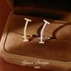 Silver Zirconia Geometric Ear Clips & Studs - Fashionable, Exquisite Earrings with a High-End Feel