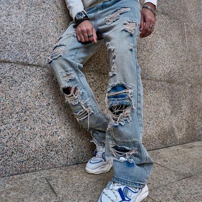 New Retro Casual Biomimetic Jeans Men'S American Loose Pants High Street Wide Leg Pants