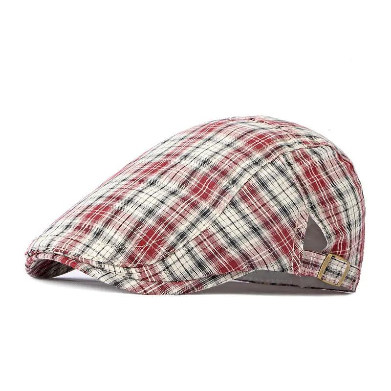 

Spring and Summer Cotton Print Newsboy Caps Flat Cap Men and Women Painter Beret Hats 115 55-60cm wear красный