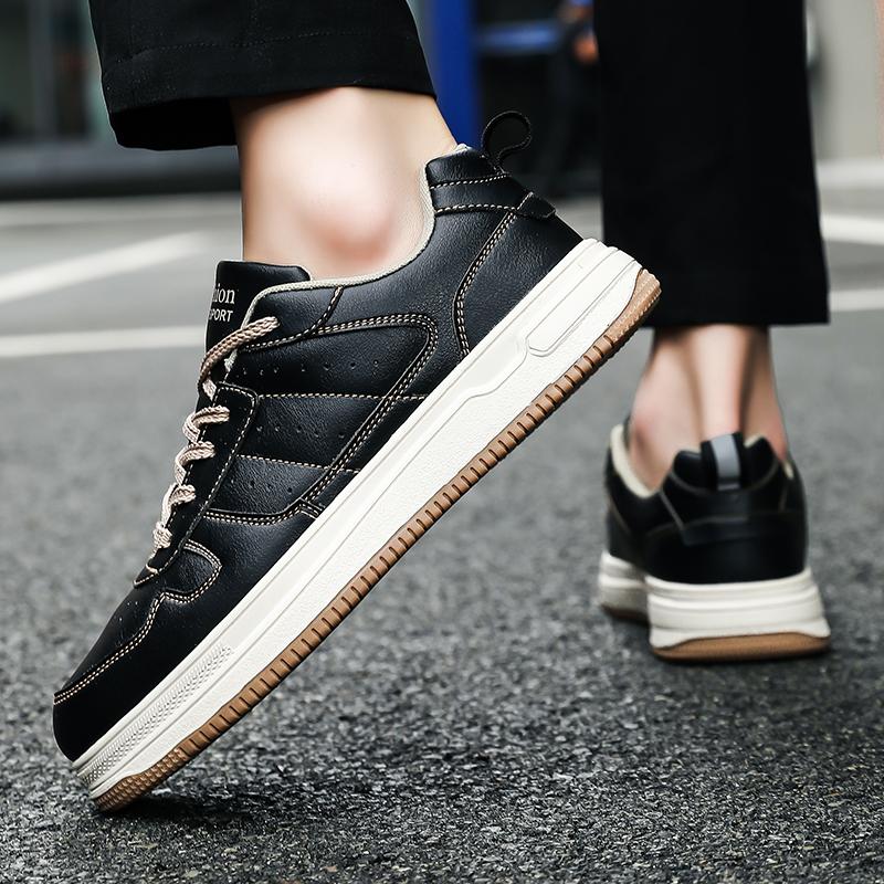 Leather Men Shoes Sneakers Trend Casual Leisure Male Footwear Vulcanized Shoe Durable Thick Sole Sports Shoes Student