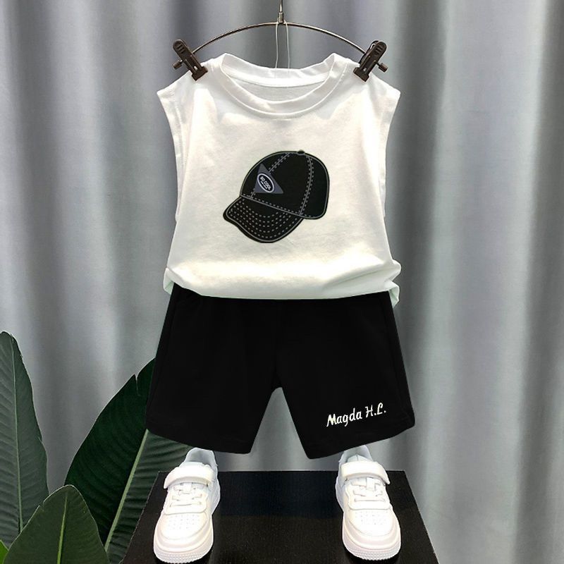 

Летний комплект жилета для мальчиков Детский комплект из двух предметов для малышей Летний комплект детской одежды без рукавов для мальчиков 100