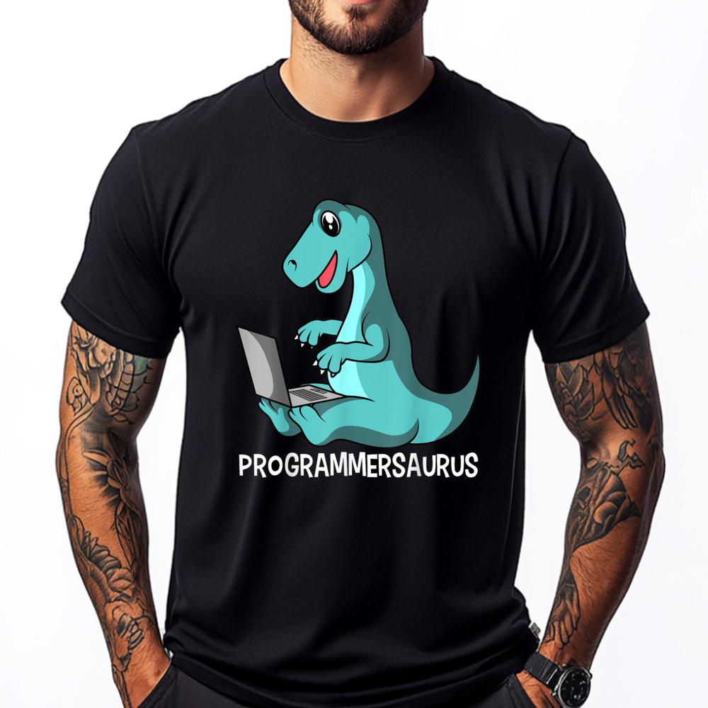 

Programmer Programming Dinosaur Computer Geek Coder Nerd Plus Size Men Clothing Cotton Comfort High Quality Men s T-Shirt - M... S разноцветный
