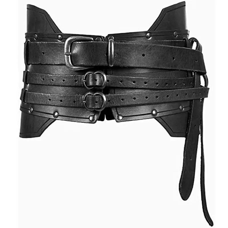 Corset Médiéval Renaissance Large Ceinture Armure Viking Chevalier Guerrier Ceinture de Taille Steampunk Pirate Larp Cosplay Costume Pour Femmes Hommes One Size noir
