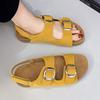 Fashion 2025 New Summer Women Vintage Matte Platform Sandals Open Toe Flat Beach Shoes Retro Inspired Roman Shoes for Vacation Korea
