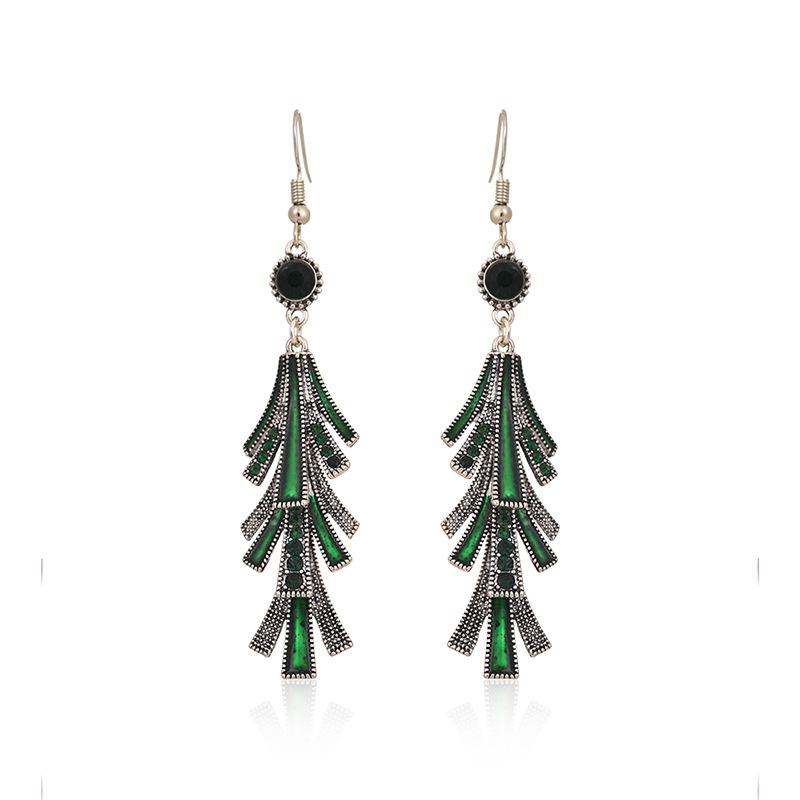 Chinese Alloy Oil Drop Tassel Earrings - Retro Cold Style for Women