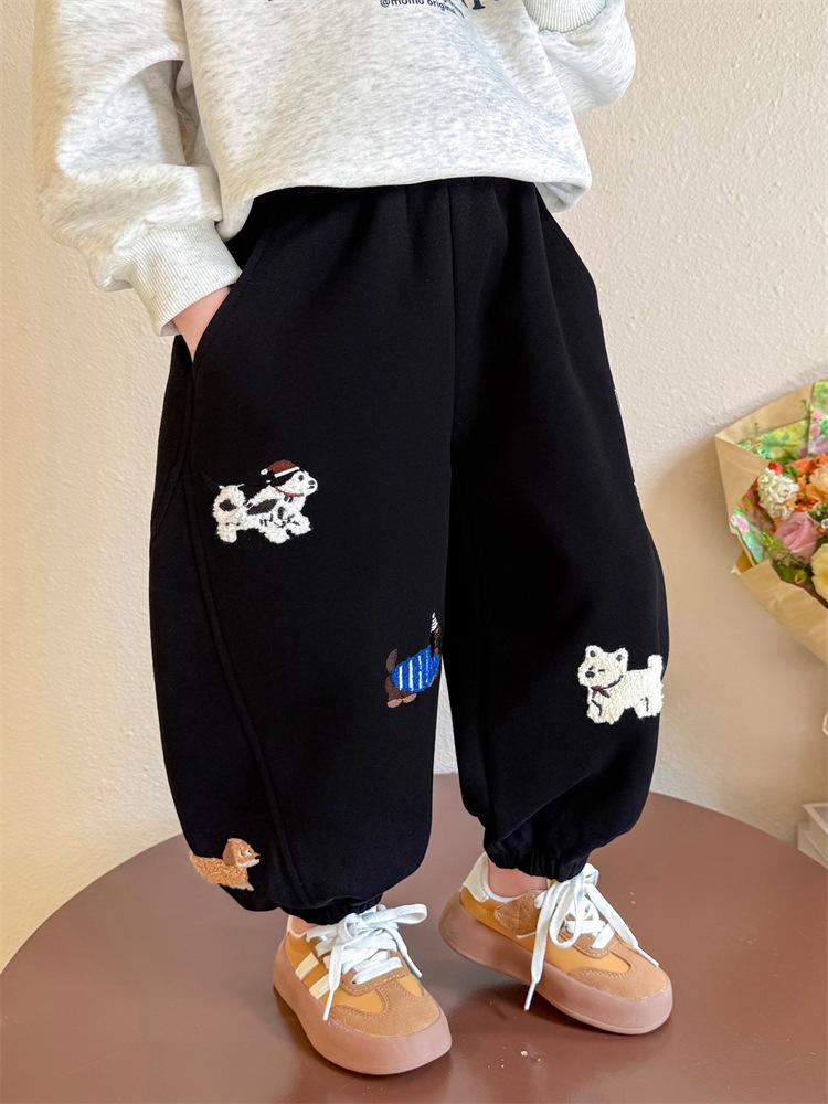 Girls' Fashionable Embroidered Sweatpants for Spring & Autumn 2025