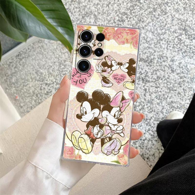 Disney Love Mickey Minnie Transparent Case For Samsung Galaxy S26 S25 Ultra S24 S22 S26 Plus S20 S23 S21 S25 FE 5G Clear Cover