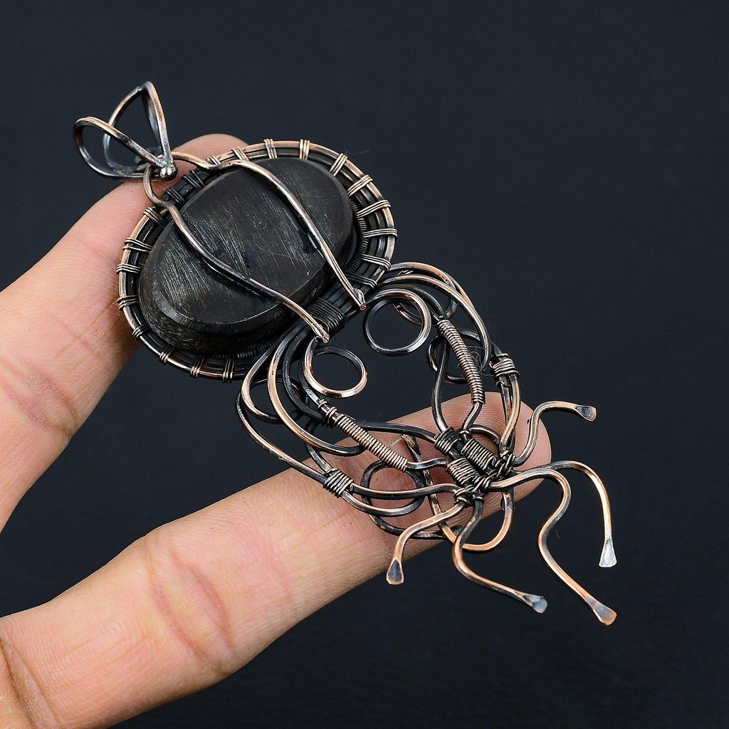 Abalone-Muschel-Edelstein, Kupferdraht, handgefertigter Anhänger-Schmuck