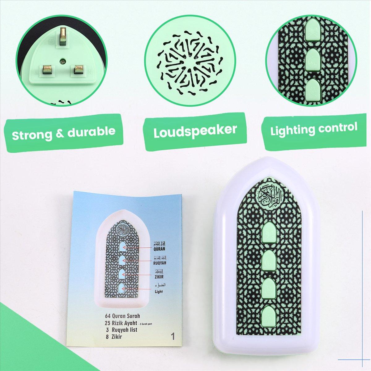 

Quran Muslim Speaker for Smart Koran Translation Small Portable Button Control UK PLUG Green China Mainland