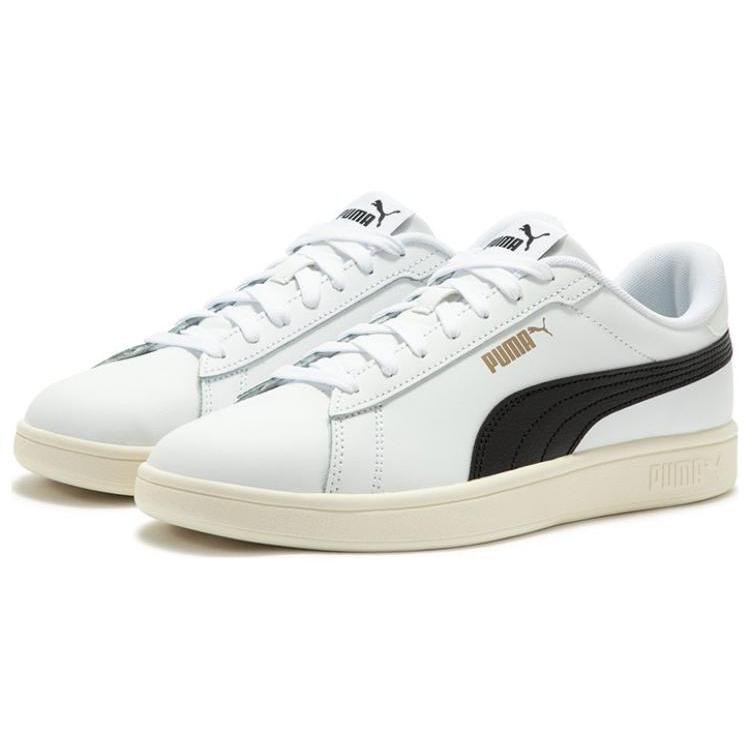 Puma Smash 3.0 Abrasion Resistant Low Top Skateboard Shoes Unisex White Black 390987-03