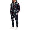 Men's Casual Christmas Print Hoodie and Straight-Leg Sweatpants Two-Piece Set for Holiday Celebration