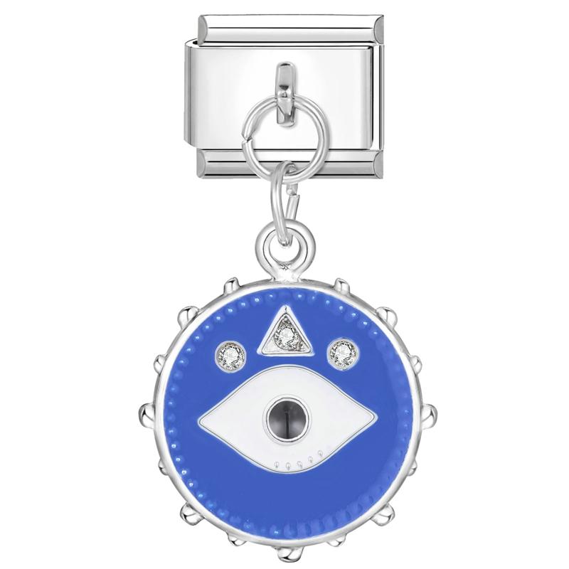 Zale Charm Italian Albastru Carouri Fluture Ochi de Diavol Flori Pisică Inimă Se Potrivesc Brățară Oțel Inoxidabil 9mm Femei DIY Făcut Cadouri