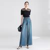 Spring/Summer 2025 Women's Vintage All-Cotton High Waist Wide Leg Jeans, Slimming & Versatile for Petite Figures