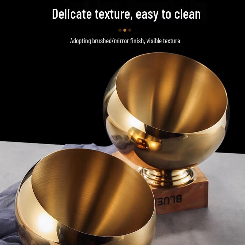 Golden Stainless Steel Slanted Condiment Bowl Set