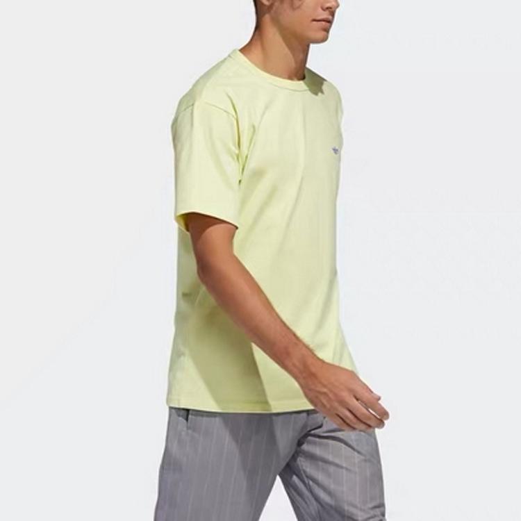 adidas Originals Shmoo Logo T Shirts Men's Green Crew Neck Moderate Straight Fit FM1435