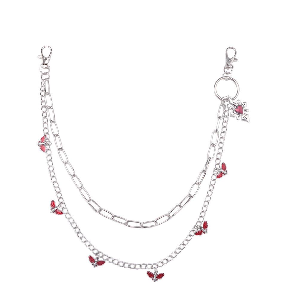

Halloween Vampire Bat Heart Pendant Double Layer Waist Chain With Lobster Clasp For Adults