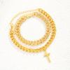 2Pcs/Set Gold Color Crystal Cross Cuban Bracelets for Women Men Punk Chunky Wide Unisex Bracelets Set Hip Hop Daily Wear Jewelry