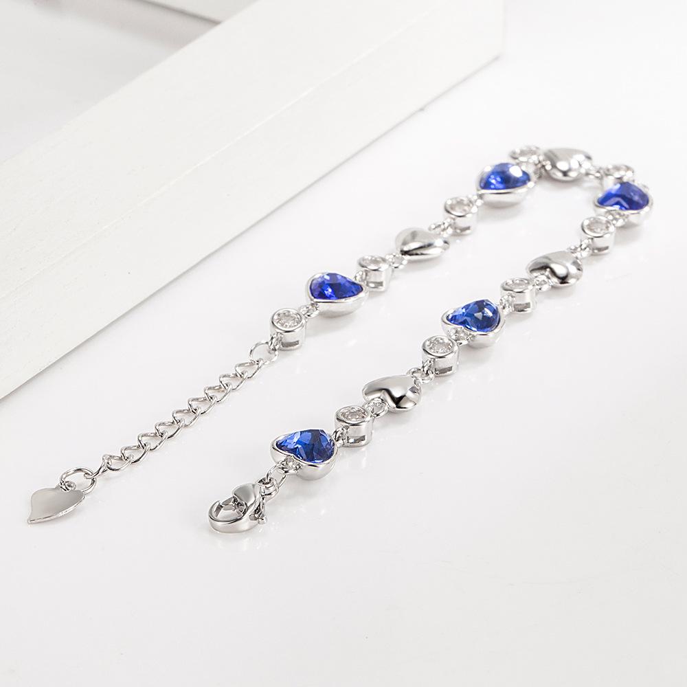 Heart of the Ocean: Mori-kei Blue Crystal Heart Bracelet for Women